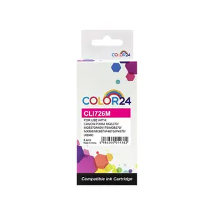 【Color24】 for Canon CLI-726M 紅色相容墨水匣 /適用 PIXMA MG5270 / MG5370 / MG6170 / MG6270 /MX886/MX897/iP4870