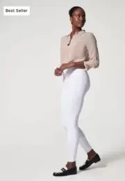 NWT SPANX JEAN-ISH Jeans White 20018R Stretch Pull On Shaping Leggings S
