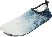 [BTCOWZRV] Water Shoes for Women Men Blue Water Waves Water Sports Shoes Slip-on Breathable Lightweight Athletic Aqua Sock
