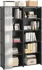 Book Shelf with Curtain 10 Cube Storage Organizer DIY Bookcase Metal Bookshe