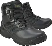 [Ad Tec] Black Work Boots For Men - Mens 6" Side Zipper Tactical Boots, Men's Full Grain Polishable Leather Boot For Police, Combat, Outdoors - Adult Sizes, Black,