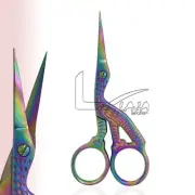 Stork Sewing Embroidery ManiCure Scissors Multi Color 3.5" Bird Shape