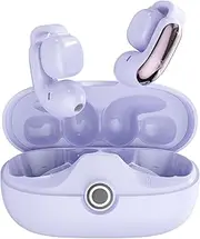Purple Open Ear Earbuds Headphones Wireless Bluetooth 5.4 Ear Clip Air Bone Conduction Wireless Headphones Bluetooth Headphones with Ear Clip Air Line Bone Sound Sports Headphones for Running Cycling