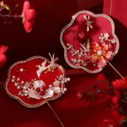 Chinese Retro Good Luck Wedding Handheld Flower Fan With Tassels Delicat Gift CR