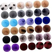 Anneome 36pcs Artificial Rex Rabbit Fur Ball Pompom Balls Pendant Car Key Fob Faux Fur Pom Felt Balls Nail Accessories Key Chain Fur Ball Keyboard Spherical Imitation Rex Rabbit Fur