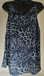 Torrid Women Shirt Top Blouse Size 00 M L Medium Large 10 Blue Black Leopard NEW