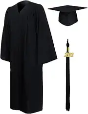 [Generic] Doctoral Academic Gowns,2023 Black Gown Graduation - Matte And Gown With Tassel Year Stamp For High School