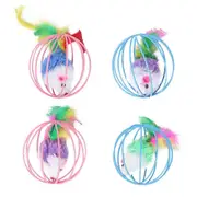 4pcs Caged Rats Interactive Hide Plush Mouse Ball Toys Creative Faux Mouse Rat