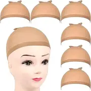 6PCS Nude Stocking Wig Caps Stretchy Nylon Wig Caps Soft and Breathable Close End Wig Caps for Women and Men (Skin)