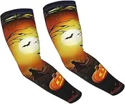 [FHEDVBN] halloween Party Arm Sleeves Compression Arm Covers for Men Women Outdoor Sun Sleeves Cooling Sports Sleeve, Black