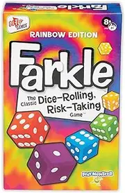 Farkle Classic Dice Game – Rainbow Kids Games, Dice Games, Family Games, Travel Games, Adult Games, Board Games, Dice Cup, Dice Set, Farkle Score Sheets Included, Ages 8+