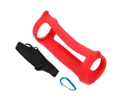 3Pcs/Set Portable Wireless Bluetooth-compatible Speaker Silicone Protective Cover Case with Strap Carabiner for JBL Charge 4 - Red