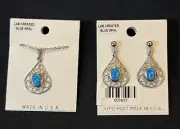 Lab Created Blue Opal Necklace And Earrings Set