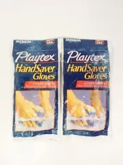 2 Pairs Playtex HandSaver Gloves 1996 Yellow Reusable Cleaning Size Medium New