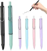 Fountain Pen with Clip 6Pcs 6 Color 5.7in Retractable Fountain Pen with 0.38mm Nib and Cap Refillable Pens for Writing Training, Retractable