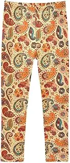 [Joisal] Retro Paisley Beige Pants Girls, Soft for Girls Athletic Pants, Girls Leggings 4t