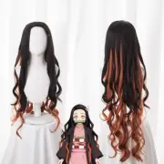 Anime Demon Slayer Kimetsu no Yaiba Nezuko Kamado Cosplay Wig Wavy Curly Hair