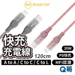 MAKTAR 快充傳輸充電線 蘋果快充線 TYPEC 1.2米 傳輸線 MFI認證 30W 60W 充電線 MK04