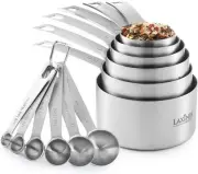 Stainless Steel Measuring Cups and Spoons Set, Heavy Duty 12 pcs set, 6 Measu...