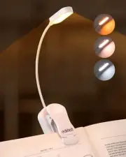 EDISHINE Reading Light, USB Rechargeable Clip On Book Light, 3 Color Modes & ...