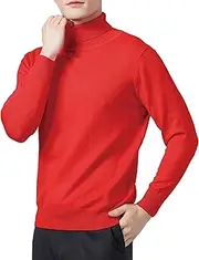 [Qolkmuiy-GJ] Men's Turtleneck Warm Shirt Slim Fit Long Sleeve Knit Stand Collar Sweater