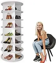 Lvrunben 7 Tier Rotating Shoe Rack, 360 Spinning Lazy Susan Shoe Rack, Revolving Shoe Rack Tower Hold over 28 Pairs of Shoes,Rotating Shoe Storage Organizer, for Closet, Hallway Entryway (white)