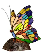 Colorful Butterfly Tiffany Leadlight Stained Glass Art Deco Table Lamp