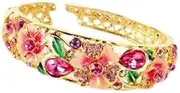[NXAWUE] Cloisonne Bracelet,Enamel Bracelet, Cloisonne Enamel Rhinestone Oval Bracelet Vintage Hollow Jewelry High End Flower Gilding Spring Hinge Cuff Bangles Women
