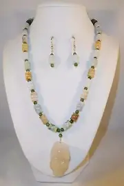 Handcrafted Natural Jade Necklace & Earrings Set by Healing Light Stones