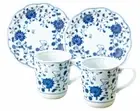 Peanuts Snoopy Mug & Plate Dish set of 2 Blue ＆white Japanese Pattern Arabesque