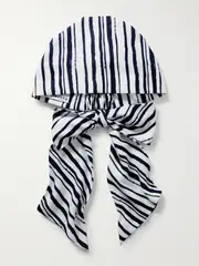 [Eugenia Kim] Eugenia Kim - Gigi Striped Satin Head Scarf - Navy - One size One size Blue
