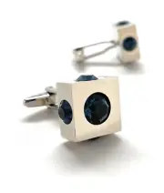Blue Sphere Cufflinks Silver Platting Blue Crystal in a Box Anniversary Gift