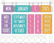 Naozinebi Colorful Calendar Bulletin Board Set Colorful Flip Calendar with Holder Colorful Classroom Decoration with 54 Date Cards Adjustable Calendar Holder for Classroom Home Decor Supplies