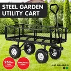 Heavy Duty Folding Garden Trolley Rust Free Cart Hand Utility Yard Farm Black