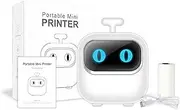Portable Mini Photo Printer, X2 Pocket Sized Bluetooth Printer, 5 Adhesive Sticker Rolls and 5 Thermal Paper Rolls, Compatible with Android and iOS (White)
