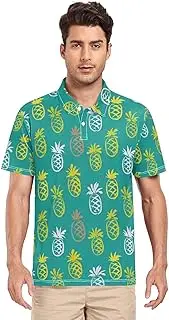 [ZZXXB] Pineapple Colorful Print Men's Polo Shirts Short Sleeve Quick Dry Athletic Outdoor Sports Golf Shirts S-XXL