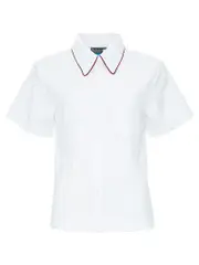 Snr SS White Blouse With Maroon Piping