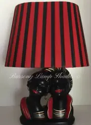 PLASTIC RIBBON RED & BLACK STRIPED MEDIUM "OVAL" LAMPSHADE for BARSONY LADY LAMP