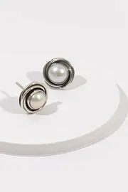Spiral Pearl Stud Earrings--LUS-SPIRAL-STUD
