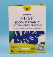 Tampax Pure 100% Organic Cotton Core Regular Absorbency Tampons - 16 ct
