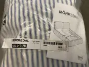 NEW IKEA MORKEDAL Bed Frame Cover Slipcover / Full-Double Size / Blue/White