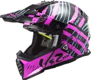 LS2 MX437 Fast Evo Verve Motocross Helmet, black-pink, Size 2XL for Men Black Pink