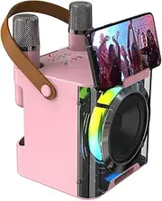 Ruspela Karaoke Machine with 2 Wireless Microphones Portable Bluetooth Speaker for Adults Home Party Supports TWS/REC/FM/AUX/USB/TF