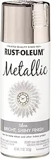[Rust-Oleum] Specialty Metallic Silver Spray Paint 312g - Bright Reflective Finish, Fast-Drying for Indoor Decor on Wood, Metal, Plaster & Ceramic, Real Metal Leafing Flakes