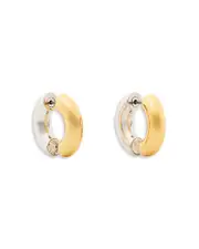 kate spade new york Interlock Cubic Zirconia Open Huggie Hoop Earrings in Two Tone