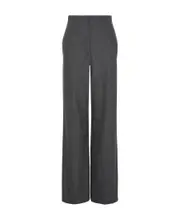 High-waist, freshly cut wool and cashmere casual pants EU42 Gray