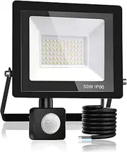 50W LED Flood Light Outdoor, Sunsign Floodlights with Motion Detector, 4200LM Wall Lamp for Yard, 5000K Super Bright Cool White, IP66 Waterproof Security Light, Garden, Garage (50, Watts)