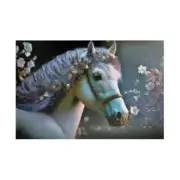 Beautiful White Horse Fancy Flowers Pony Jigsaw Puzzle 1014 Piece 28X19" inches