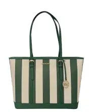 MICHAEL KORS JET SET TRAVEL LARGE TOP ZIP SHOULDER TOTE BAG FERN GREEN MULTI