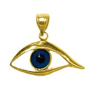 Sterling Silver 18 Karat Gold Overlay Plated Evil Eye Pendant